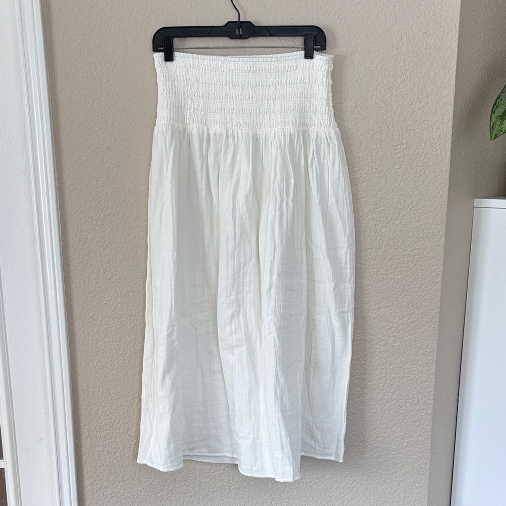 Off White Cotton Maxi Skirt Elastic Waist NWT size M